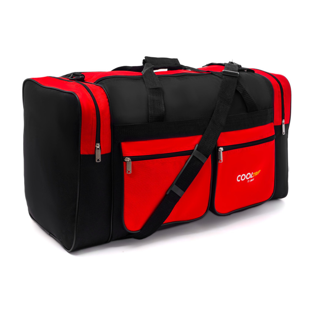 Červeno-čierna veľká cestovná taška na rameno "Giant" - veľ. XL