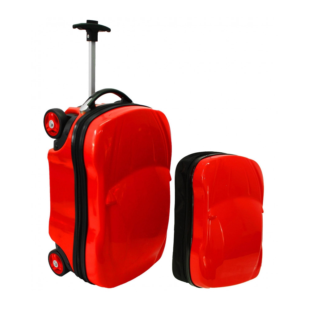 Červený detský kufor "Red Car" + detský ruksak - veľ. M