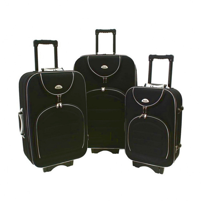 Čierna sada 3 cestovných kufrov "Movement" - M, L, XL
