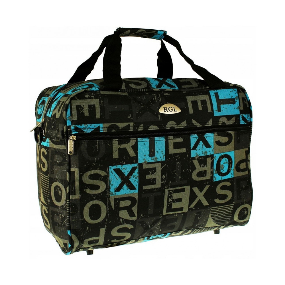 Modro-čierna cestovná taška cez rameno "Alphabet" - veľ. M
