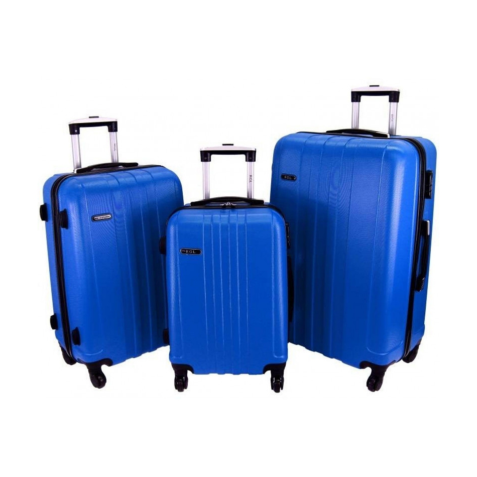 Modrá sada 3 odolných plastových kufrov "Stronger" - M, L, XL