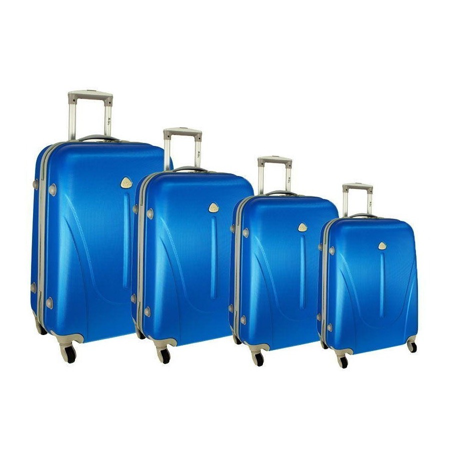 Modrá sada 4 plastových kufrov "Tour" - S, M, L, XL