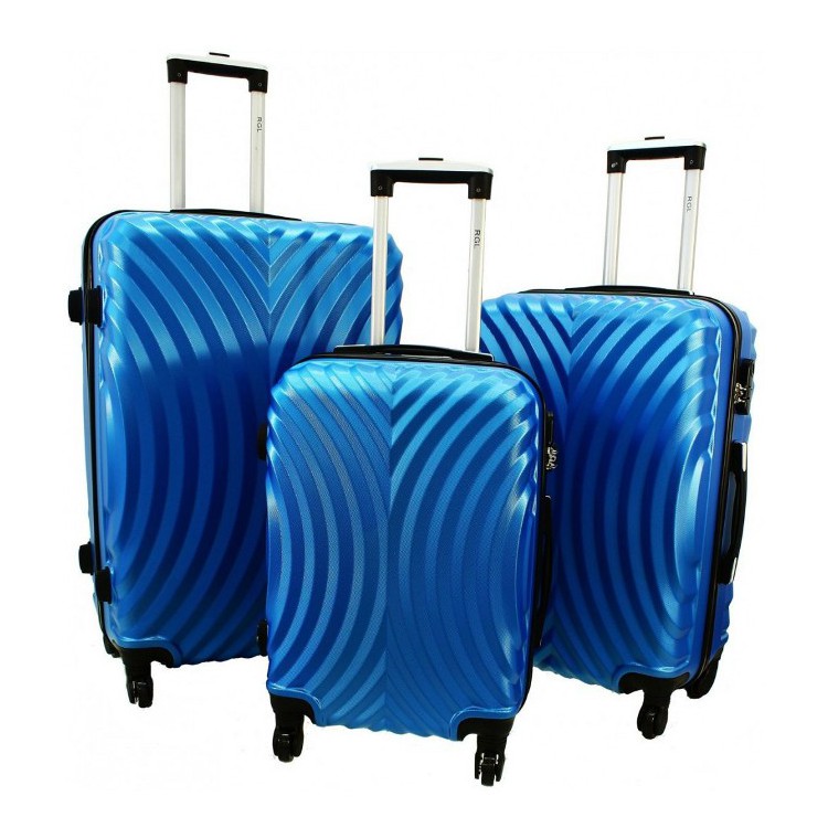 Modrá sada 3 luxusných odolných kufrov "Infinity" - M, L, XL