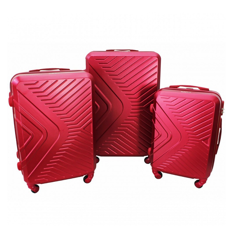 Tmavočervená sada 3 prémiových plastových kufrov "Dynamic" - M, L, XL