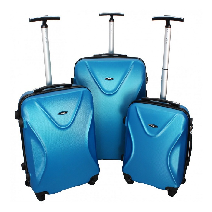 Modrá sada plastových kufrov s TSA zámkom "Locker" - M, L, XL