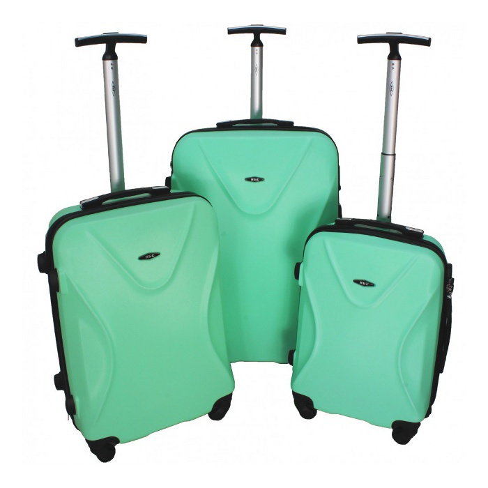 Zelená sada plastových kufrov s TSA zámkom "Locker" - M, L, XL