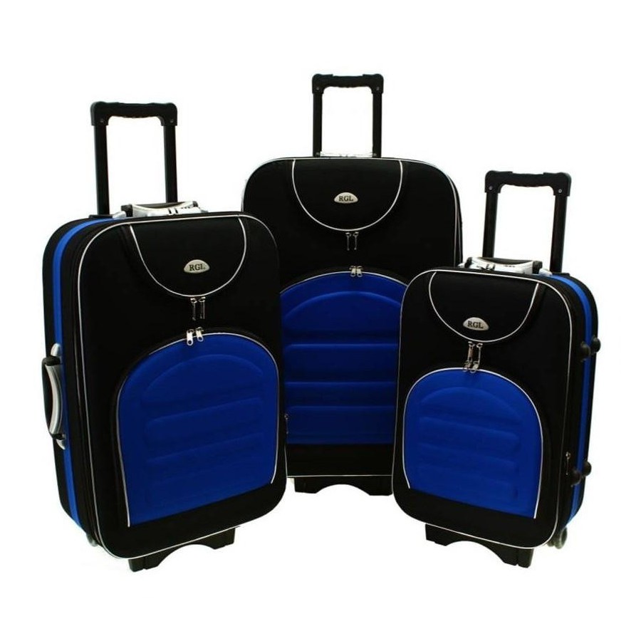 Modro-čierna sada 3 cestovných kufrov "Movement" - M, L, XL