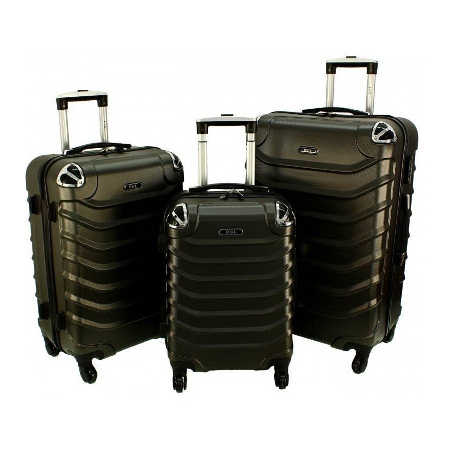 Čierna sada 3 plastových kufrov "Premium" - M, L, XL