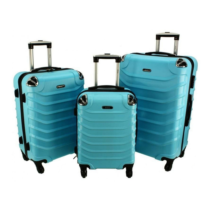Svetlotyrkysová sada 3 plastových kufrov "Premium" - M, L, XL
