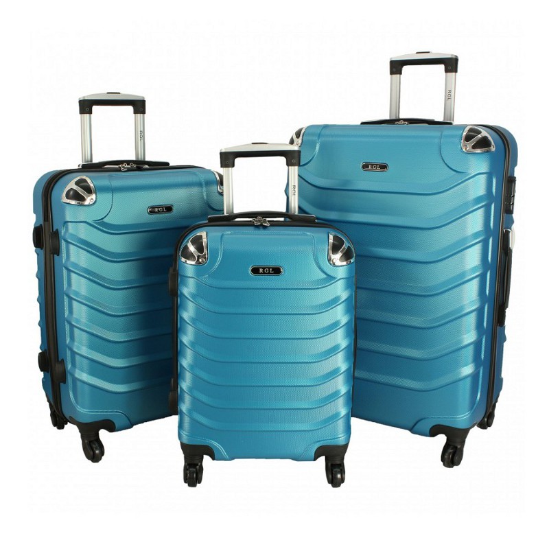 Tmavotyrkysová sada 3 plastových kufrov "Premium" - M, L, XL