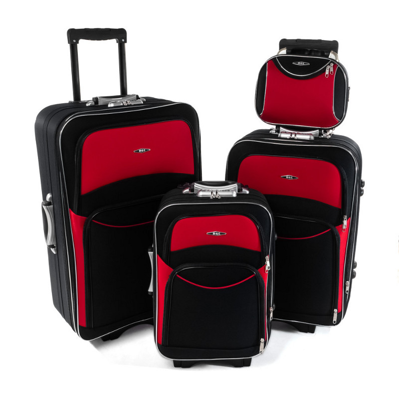 Červeno-čierna sada 4 cestovných kufrov "Standard" - veľ. S, M, L, XL