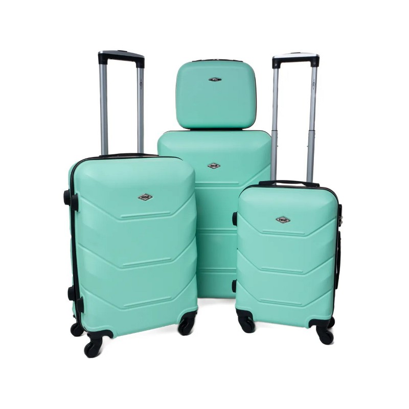 Zelená sada 4 luxusných ľahkých plastových kufrov "Luxury" - S, M, L, XL