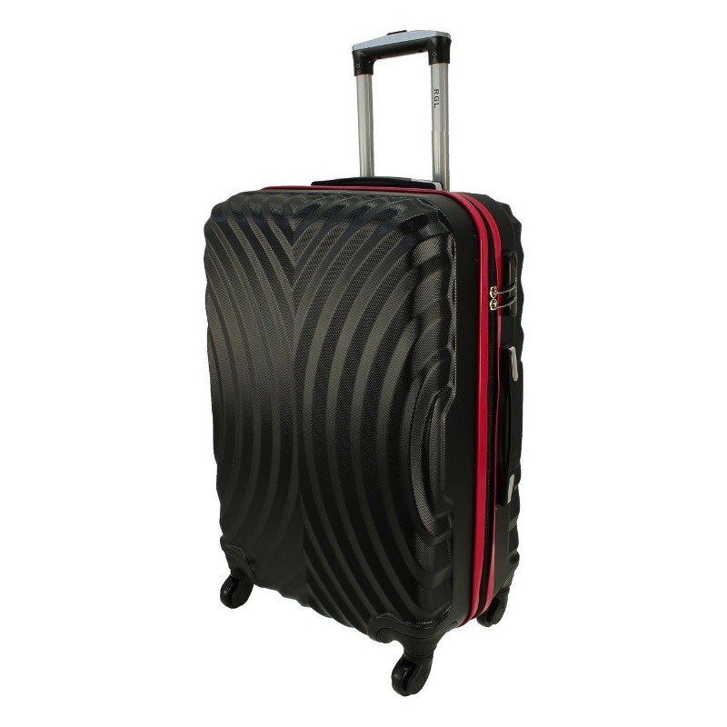 Červeno-čierny odolný luxusný plastový kufor "Infinity" - Veľkosť M