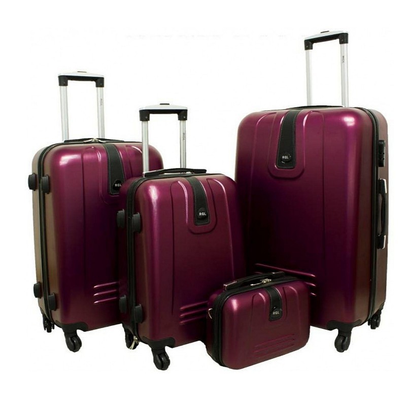 Tmavočervený set 4 ľahkých plastových kufrov "Superlight" - S, M, L, XL