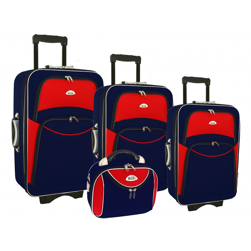 Červeno-modrá sada 4 cestovných kufrov "Standard" - veľ. S, M, L, XL