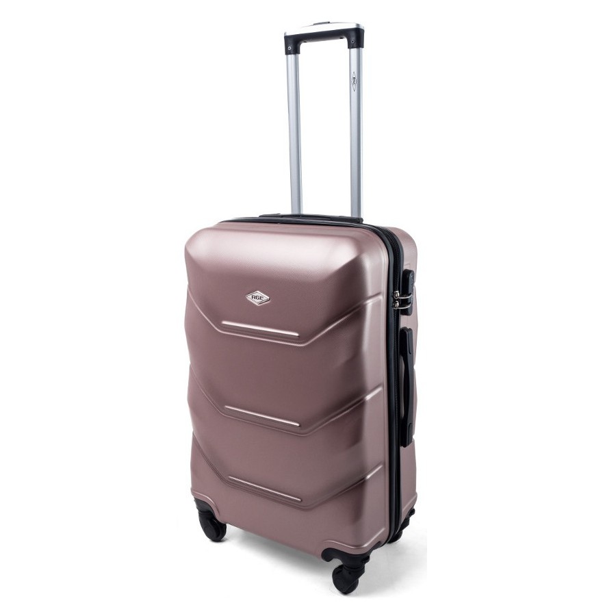 Ružový luxusný ľahký plastový kufor "Luxury" - veľ. XL