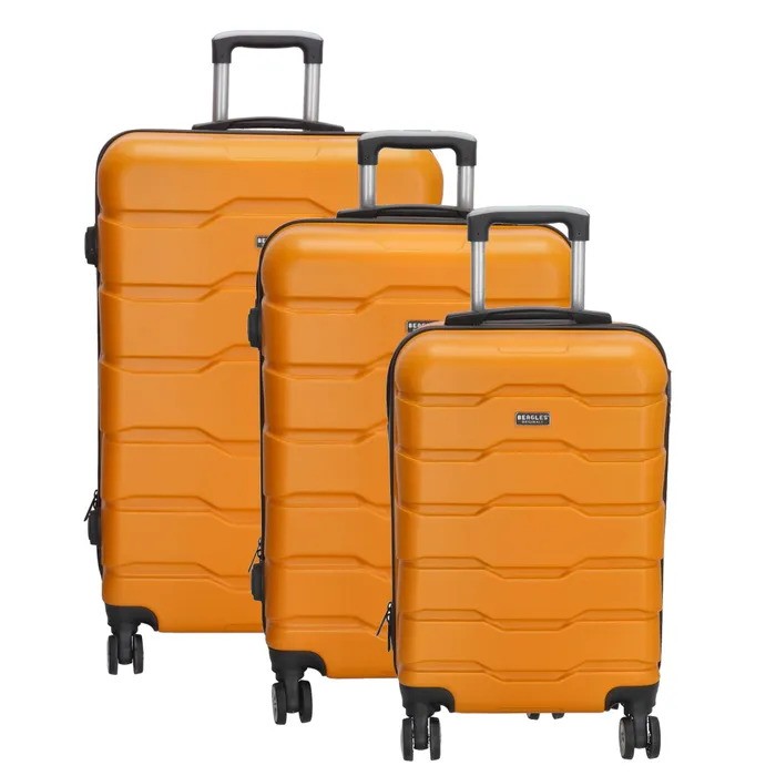Oranžová sada prémiových plastových kufrov "Panzer" - veľ. M, L, XL