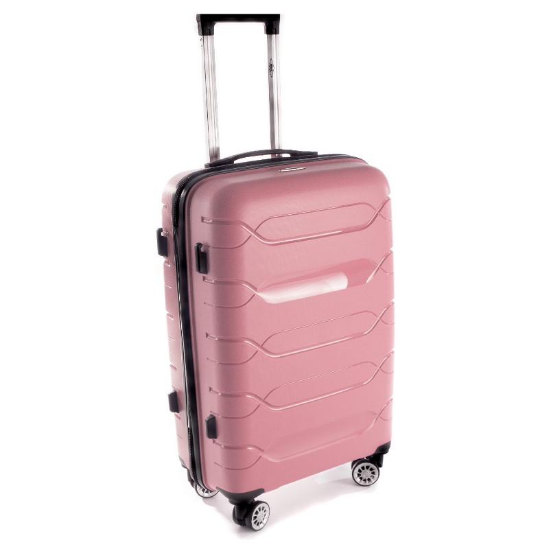 Ružový prémiový plastový kufor "Wallstreet" - Veľkosť XL