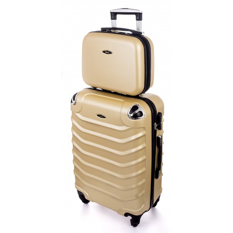 Zlatá sada (taška+kufor) škrupinových kufrov "Premium" - veľ. XL+S