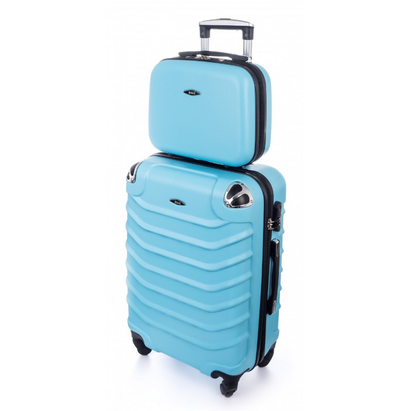 Svetlotyrkysová sada (taška+kufor) škrupinových kufrov "Premium" - veľ. XL+S