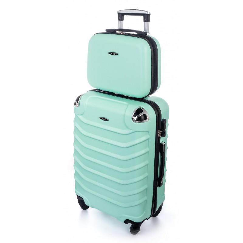 Zelená sada (taška+kufor) škrupinových kufrov "Premium" - veľ. L+S