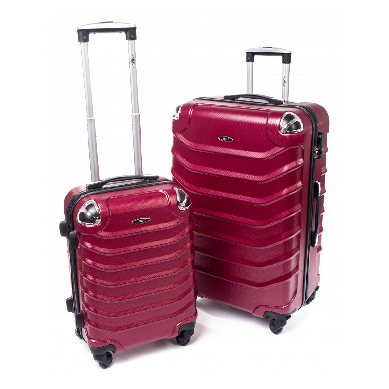 Tmavočervená sada 2 škrupinových kufrov "Premium" - veľ. M + XL