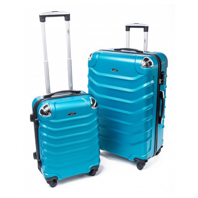 Tmavotyrkysová  sada 2 škrupinových kufrov "Premium" - veľ. M + L