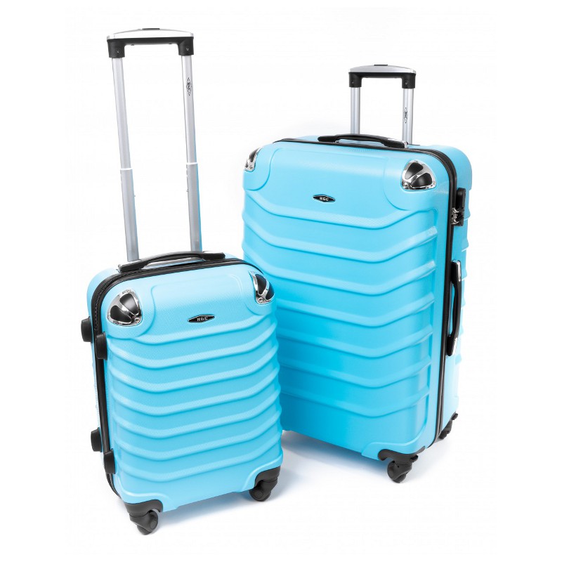 Svetlotyrkysová sada 2 škrupinových kufrov "Premium" - veľ. M + XL