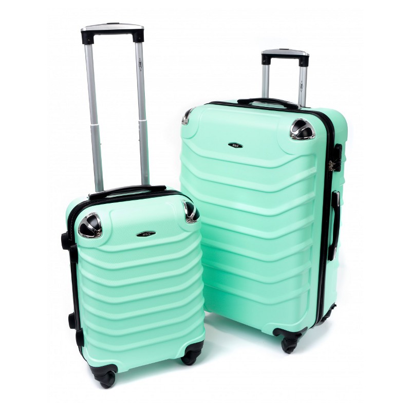 Zelená 2 sada škrupinových kufrov "Premium" - 2  veľkosti