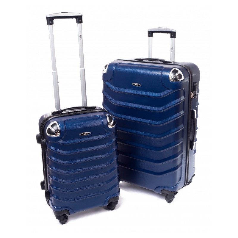 Tmavomodrá sada 2 škrupinových kufrov "Premium" - veľ. M + XL