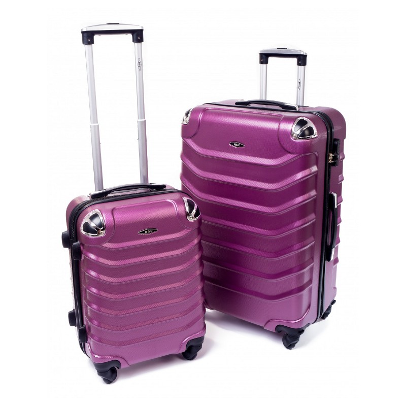 Fialová sada 2 škrupinových kufrov "Premium" - veľ. M + XL