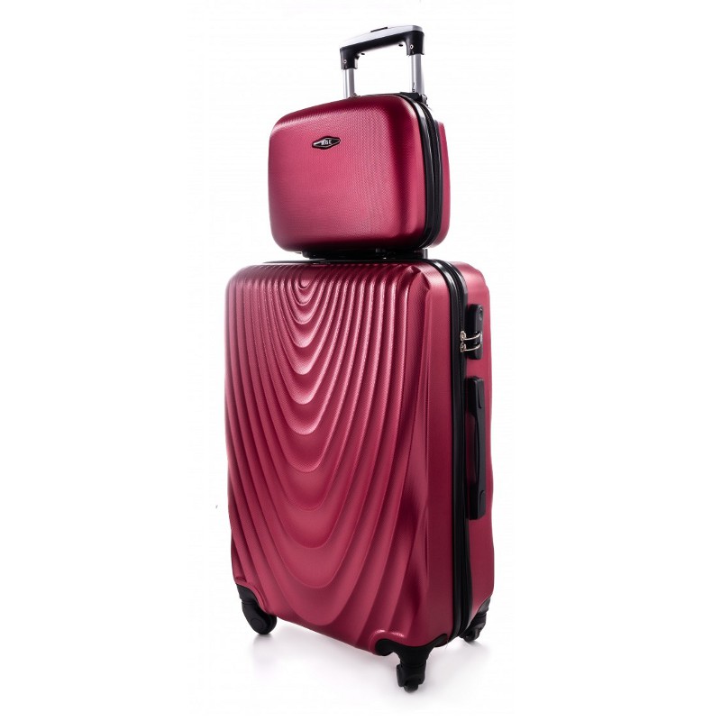 Tmavočervená sada (taška+kufor) škrupinových kufrov "Motion" - veľ. XL+S