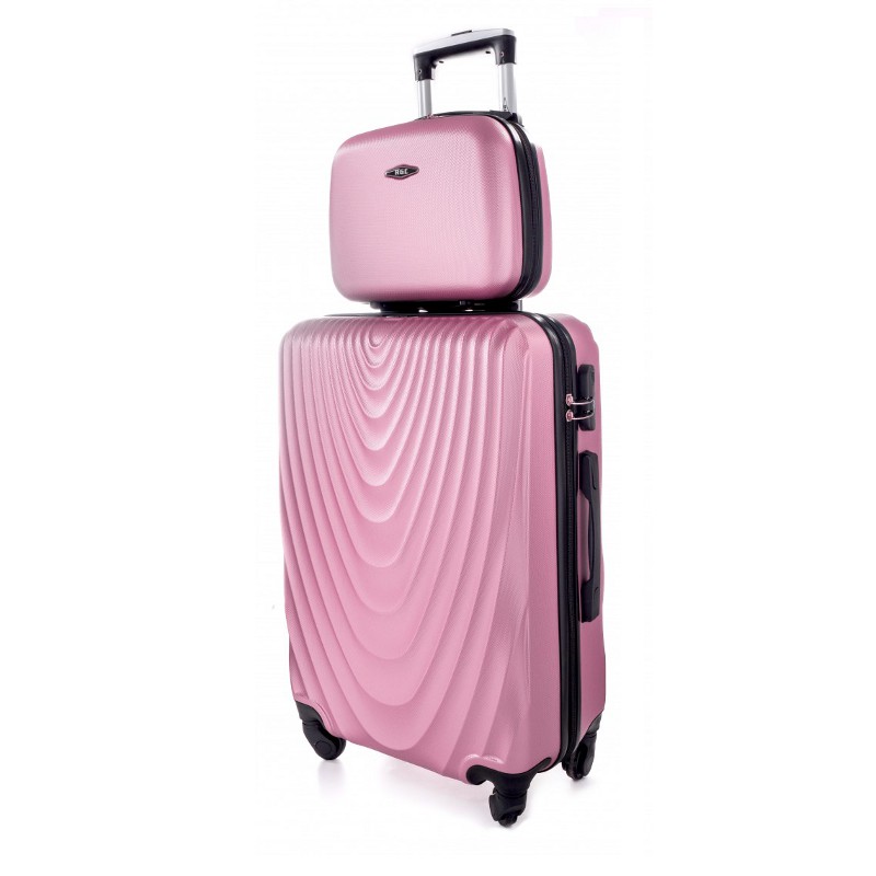 Ružová sada (taška+kufor) škrupinových kufrov "Motion" - veľ. XL+S
