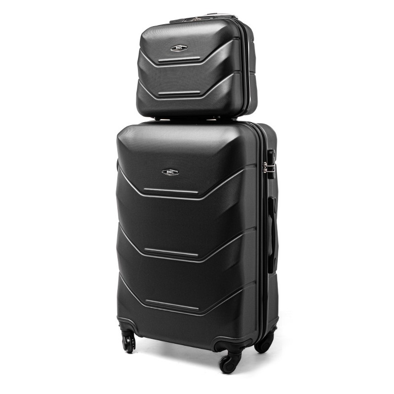 Čierna sada 2 luxusných plastových kufrov "Luxury" - veľ. L + S