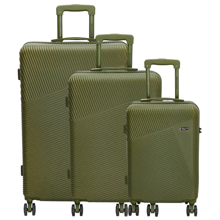 Zelená sada luxusných kufrov s TSA zámkom "Columbus" - veľ. M, L, XL