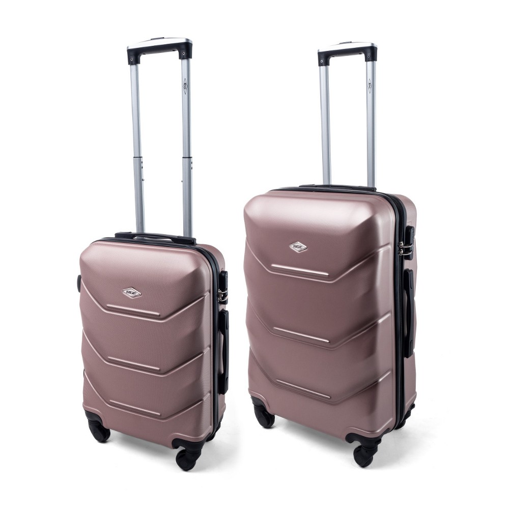 Ružová sada 2 luxusných ľahkých plastových kufrov "Luxury" - veľ. M, L
