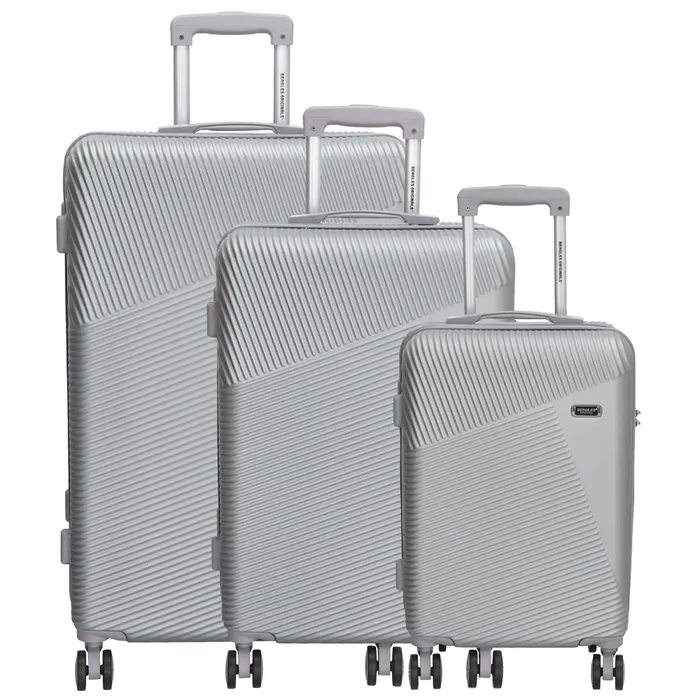 Strieborná sada luxusných kufrov s TSA zámkom "Columbus" - veľ. M, L, XL