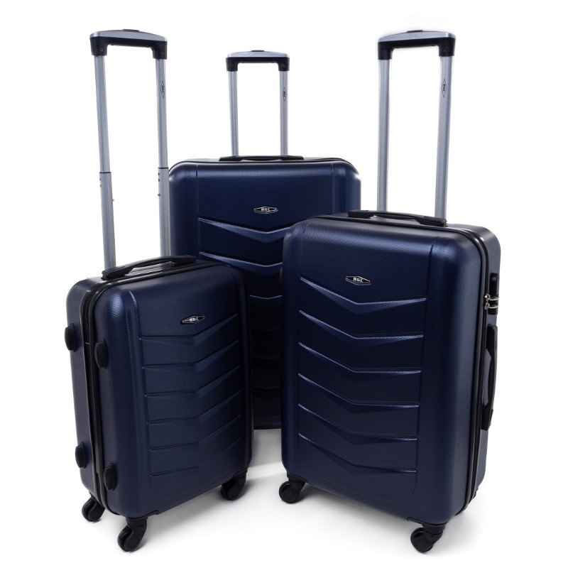 Modrá sada 3 odolných elegantných plastových kufrov "Armor" - veľ. M, L, XL