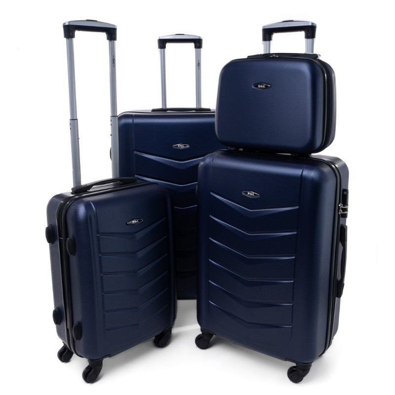 Modrá sada 4 elegantných plastových kufrov "Armor" - veľ. S, M, L, XL