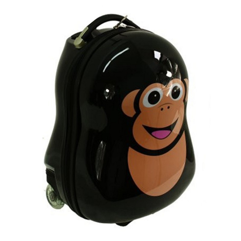 Čierny detský kufor na kolieskach "Monkey" - veľ. M