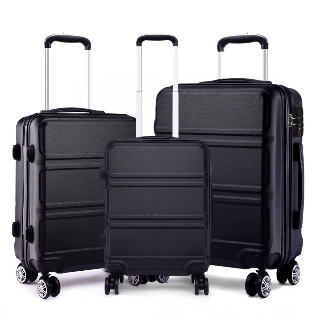 Čierna sada luxusných kufrov s TSA zámkom "Travelmania" - veľ. M, L, XL