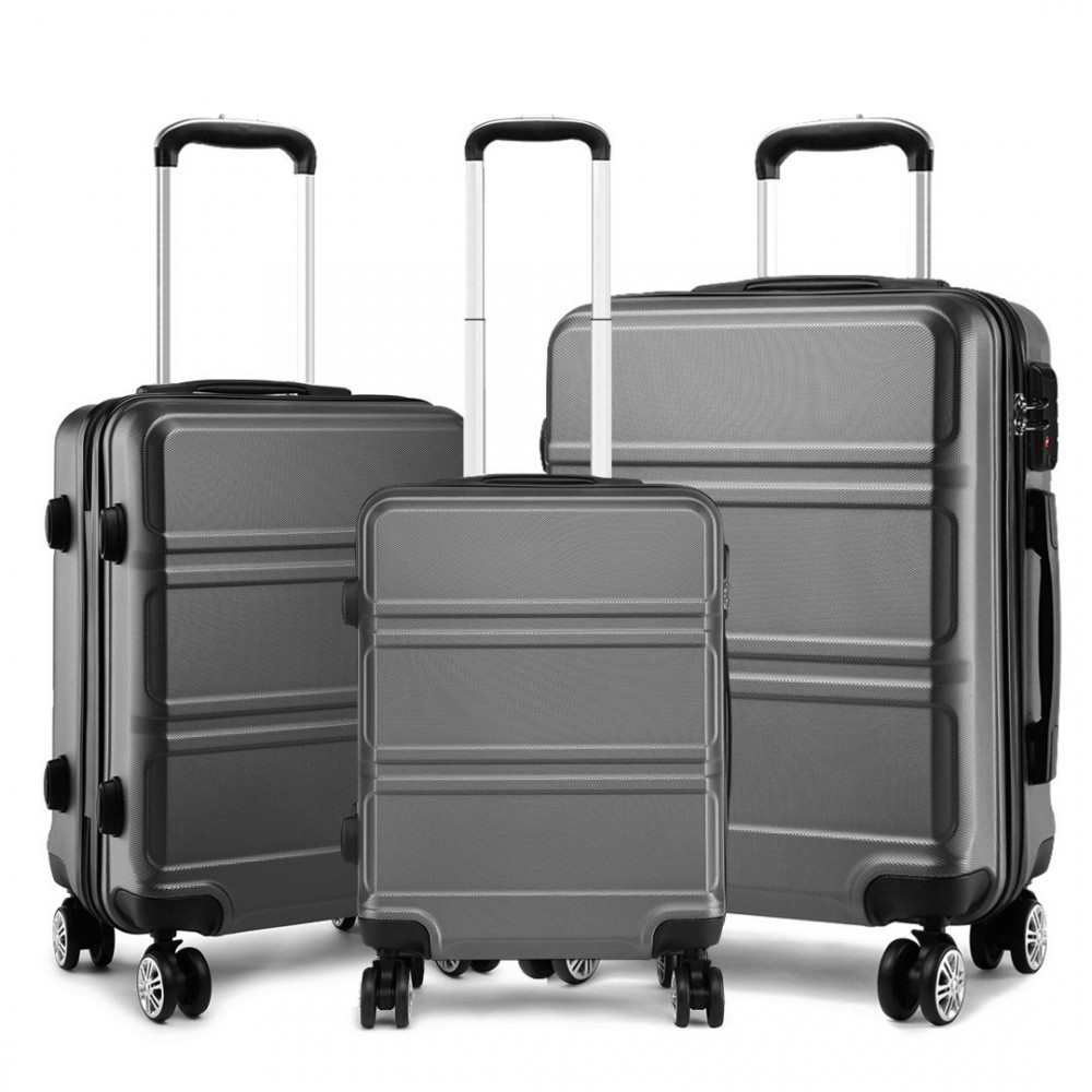 Sivá sada luxusných kufrov s TSA zámkom "Travelmania" - veľ. M, L, XL