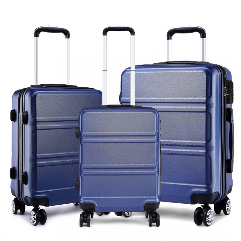 Modrá sada luxusných kufrov s TSA zámkom "Travelmania" - veľ. M, L, XL