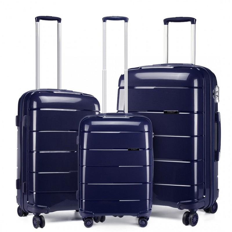 Modrá sada 3 odolných škrupinových kufrov "Solid" - veľ. M, L, XL