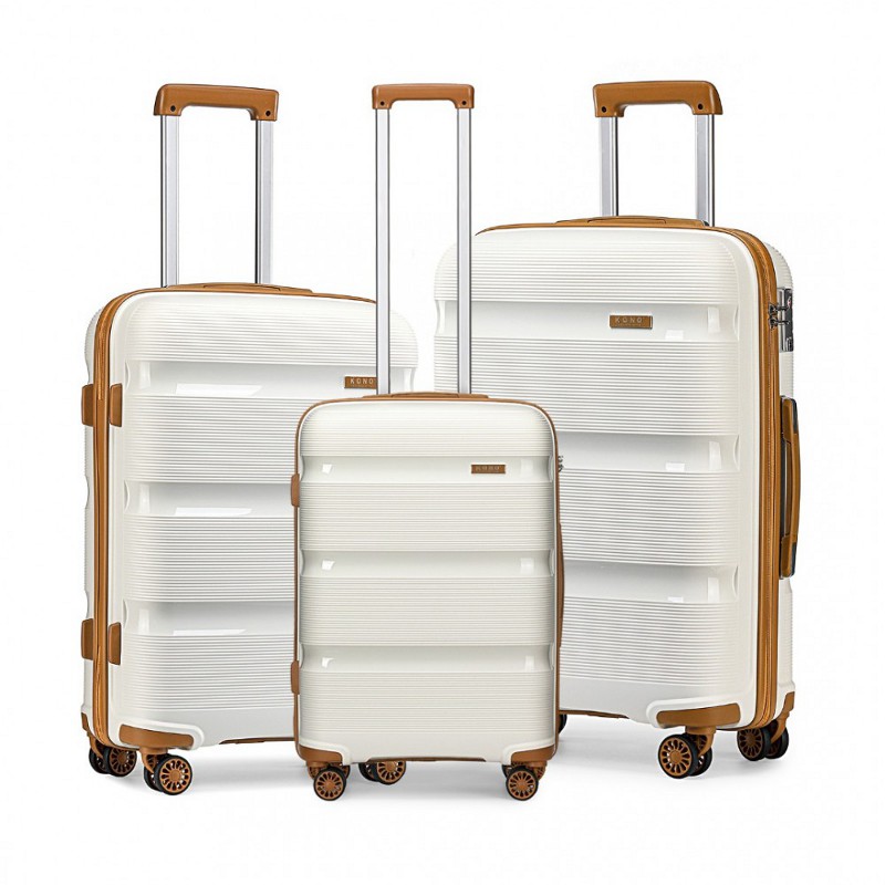 Biela sada prémiových plastových kufrov "Majesty" - veľ. M, L, XL