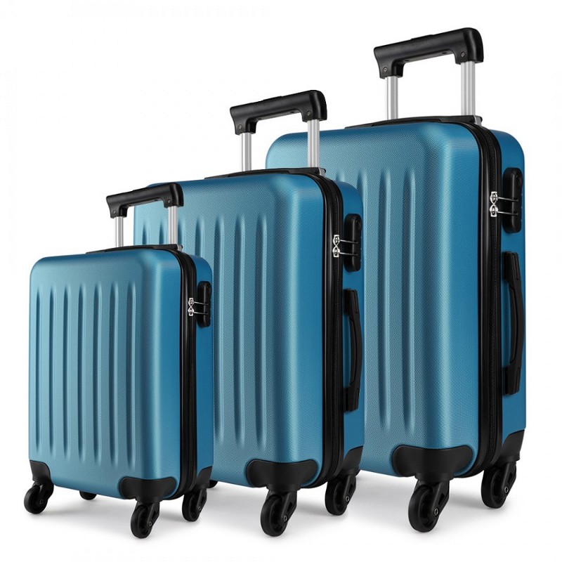 Modrá sada 3 odolných plastových kufrov "Defender" - veľ. M, L, XL