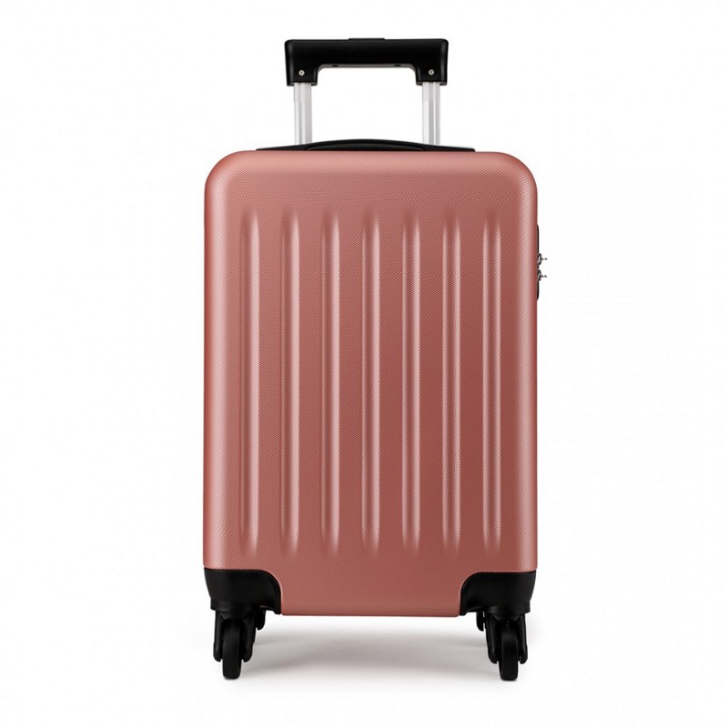 Zlato-ružový odolný plastový cestovný kufor "Defender" - veľ. M