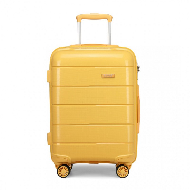 Žltý prémiový plastový kufor s TSA zámkom "Solid" - veľ. M