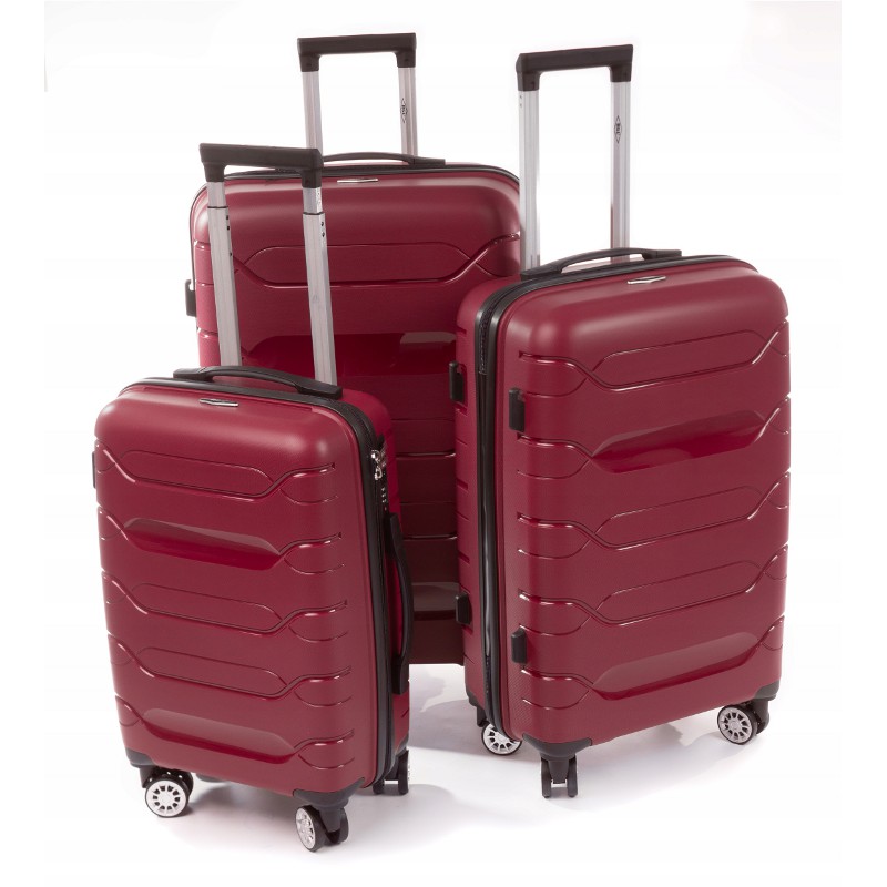Červená sada prémiových plastových kufrov "Wallstreet" - M, L, XL