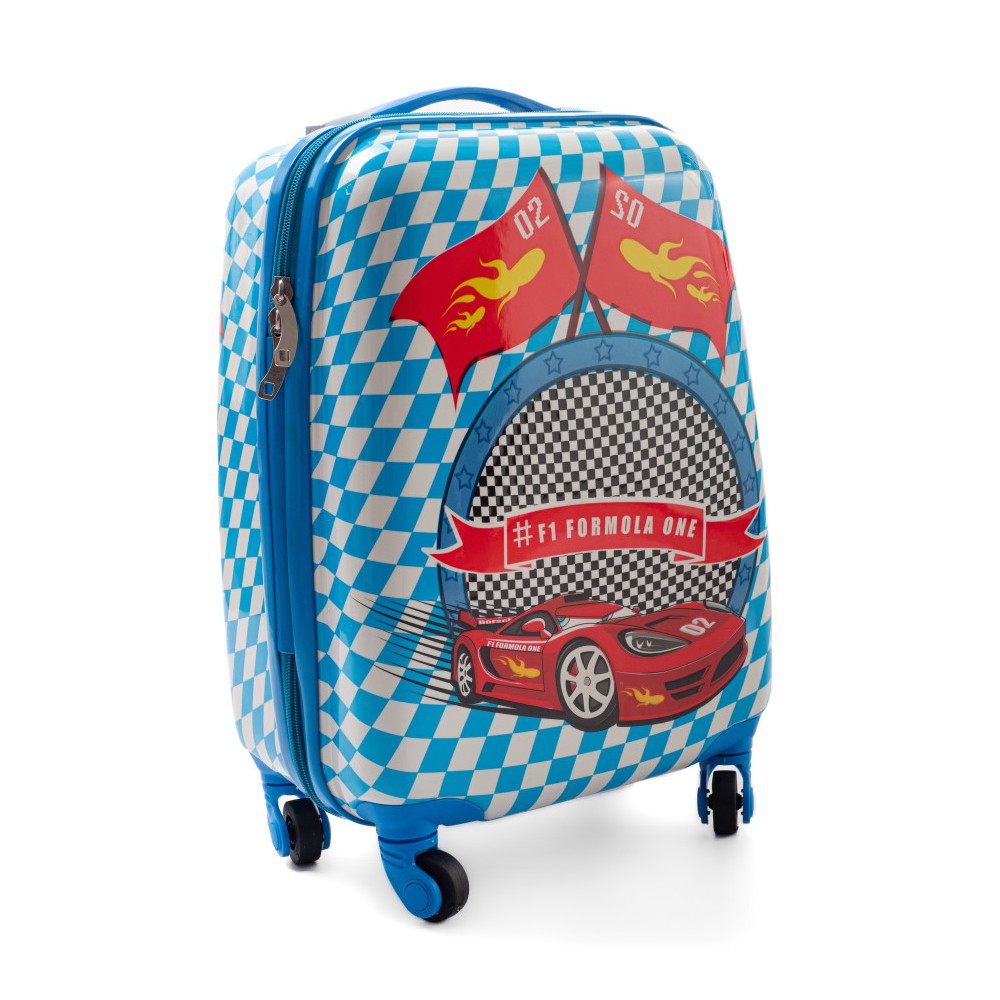 Modrý detský kufor na kolieskach "Formula" - veľ. M